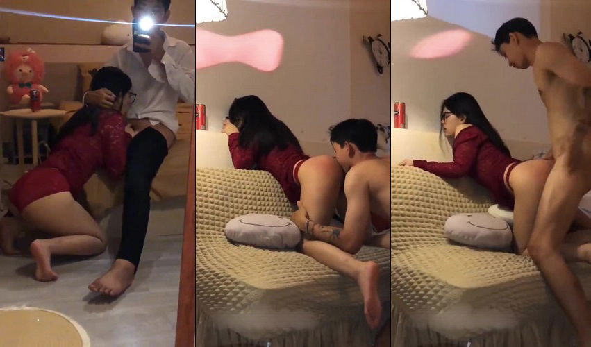 sex chau âu Em sinh viên kính cận váy đỏ đưa em đi chươi mà anh vét đỏ mông em